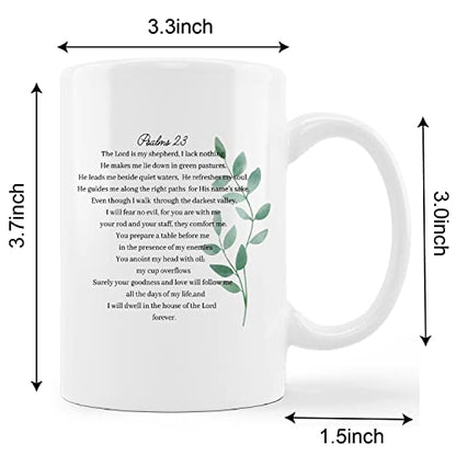 kunlisa Christian Mugs Cup,PSALM 23 The Lord is My Shepherd Bible Verses Ceramic Mug-11oz Coffee Milk Tea Mug Cup,Christian Faith Mugs,Gifts for Christian Women Men Teens Girls Boys - color: Bible2