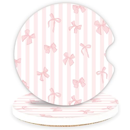 Car Coasters for Cup Holders, 2 Pack Absorbent Ceramic Cup Holder Coasters for Car, Car Cup Coasters with Stylish Design, Cute Car Accessories for Women Interior, Universal Fit (Blush) - color: Blush