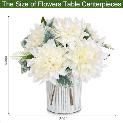 6 Set Pre-Made Flower Table Centerpieces (White, 6 X Dahlias Table Centerpieces) - color: White, size: 6 X Dahlias Table Centerpieces
