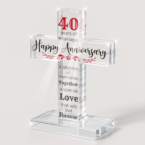 PVOPVO 40th Wedding Anniversary Religious Cross Gifts for Him Her 40 Year Anniversary Romantic Gift for Women Men Couple 40 Years of Marriage Gifts for Couple - color: 40th Anniversary