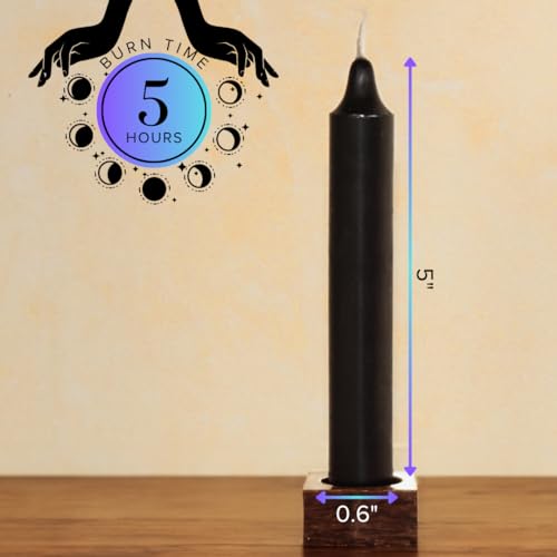 5 Inch Taper Candles, Set of 24, Unscented, Bulk Ritual Candles - color: Black, size: 5 inch - 24 pack