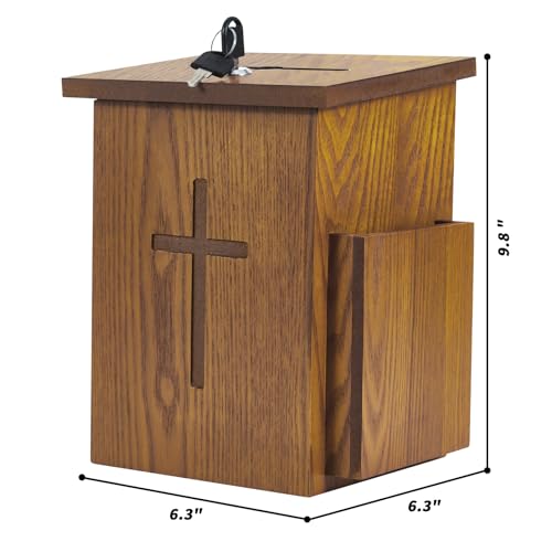Prayer Request Box - Offering Boxes for Church, Cross Offering Box Collection Donation Charity Fundraising Box - color: Yellowish Brown