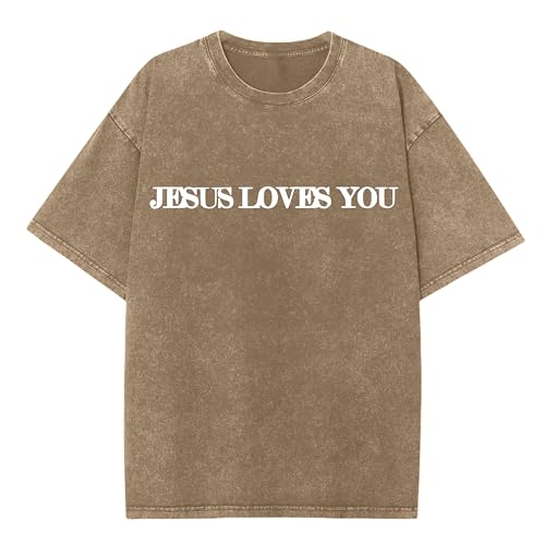 Christian Believer Faith God Religious T-Shirt Jesus Shirts for Women Men - color: Coffee Brownb, size: Medium