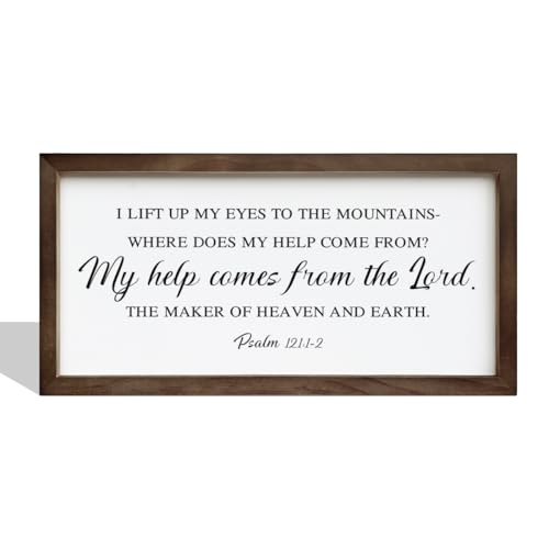 I Life Up My Eyes to the Mountains Sign, Christian Decor Sign, Framed Scripture Wood Sign, Framed Inspirational Wood Sign, Christian Wall Decor, Scripture Decor Art, Bible Verse Decor - color: Christian03