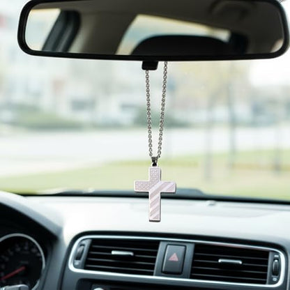 Gifts for Men, Cross Pendant for Car Rearview Mirror Hanging, Silver