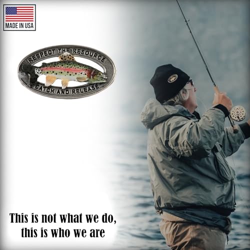 Rainbow Trout Pin, Catch and Release, Lapel, Hat, Pins, Brooch, Brooches, Jewelry, Gift, Handmade in the USA, 200 Fish Designs Available. - color: Hand Painted