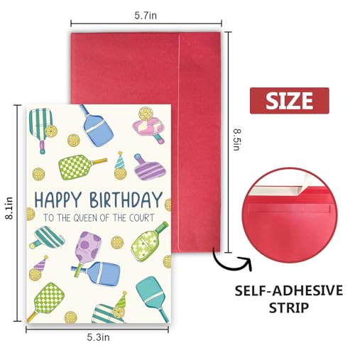 Pickleball Birthday Card for Woman, Birthday gift for Pickleball Lovers, Happy Birthday Queen of the Court - color: Pickleball