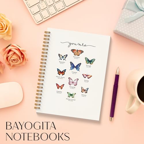 Christian Butterfly Notebook - Inspirational Christian Journal, Bible Verse Spiral Notebooks, Christian School Supplies Notebooks, Motivational Christian Gifts, Coworker Gifts, 5.5x8.3 Inches - color: Bible Butterfly