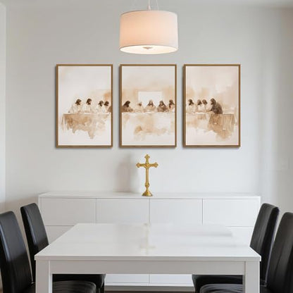 Last Supper Framed Canvas Wall Art Set of 3 12x16 - color: Jesus-3, size: 12x16in
