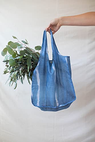Pure Sage Reusable Grocery Bag - Stylish Shopping Bags for Groceries - Foldable Tote Bag - color: Indigo 3 Medium