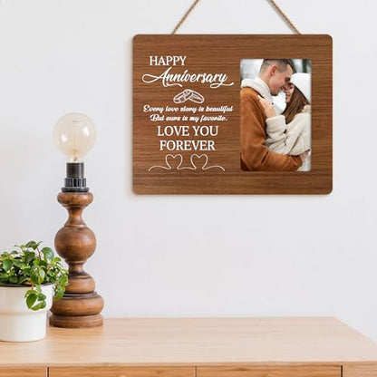 Engagement Gifts for Couples Picture Frame, Wedding Photo Frames, The Beginning of Always Wooden Picture Frames, 4x6 inch Photo - color: Yellow