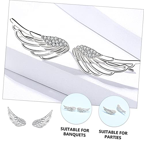 LIFKOME 2 Pairs Angel Wing Earrings 925 Sterling Silver Angel Wing Stud Cartilage Earrings for Women
