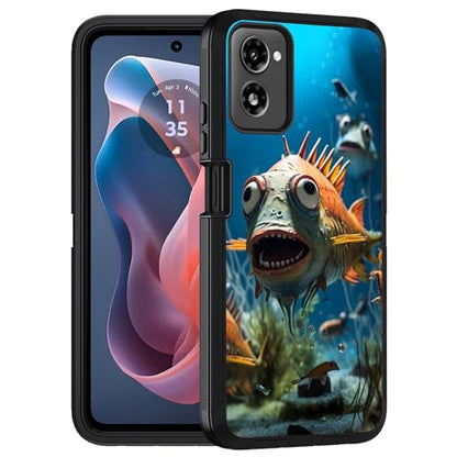 Designed for Moto G Power 5G 2024 Case, Military Grade Heavy Duty 3-Layer Shockproof Full-Body Protective Cover for Motorola Moto G Power 5G 2024, Funny Piranha - color: Funny Piranha
