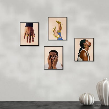 Living Room Wall Decor African American Wall Art Set of 4 - color: Unframed 8"x10" Black Couple Wall Art Set of 4