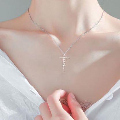 PRAYMOS Faith Cross Necklace for Women 925 Sterling Silver Pendant Necklace With Birthstone Initial Christian Religious Confirmation Baptism Mothers Day Gifts - color: Bestseller-Silver