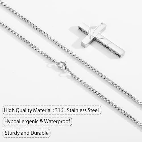 Gnamy Basketball Cross Necklace Gifts for Boys Men, Cross with Bible Verse Stainless Steel Pendant Chain Easter Christian Religious Jewelry Gifts for Him Kids Teenage Teens - color: Silver, style: I AM A CHILD OF GOD