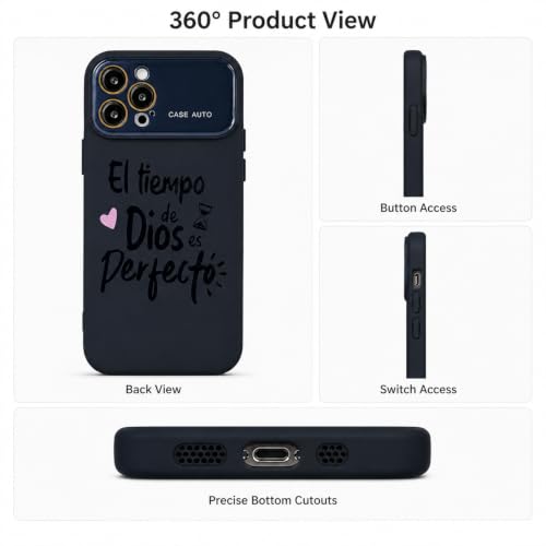 for iPhone 17 Pro Max Case God's Timing is Perfect Spanish Bible Verse Phone Case, Full Camera Lens Protection, Shockproof Drop Resistant Durable Cover (Black, iPhone 12 Pro) - color: black, size: iPhone 12 Pro