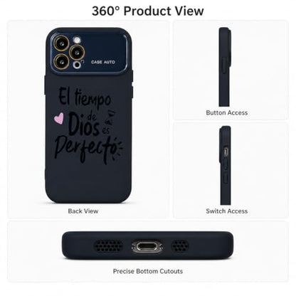 for iPhone 17 Pro Max Case God's Timing is Perfect Spanish Bible Verse Phone Case, Full Camera Lens Protection, Shockproof Drop Resistant Durable Cover (Black, iPhone 12 Pro) - color: black, size: iPhone 12 Pro