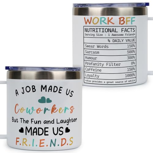 Coworker Bestie 14 Oz Tumbler, Work Best Friend Gift For Women, Work BFF Thank You Tumblers - Christmas, Birthday, Appreciation Gifts For Boss, Leader, Employee, Coworkers, Teachers - color: coworker fun laughter