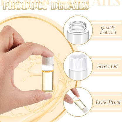 Lallisa 80 Pcs 5 ml Glass Vials with White Screw Caps and Plastic Stoppers, 1/6 oz Clear Small Leakproof Bottles Bulk, Mini Liquid Sample Vials for Essential Oils, Sample, DIY Craft - color: Clear with White Cap, size: 5 ml