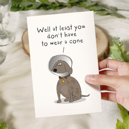 Ogeby Funny Get Well Soon Card for Man Woman, Humor Speedy Surgery Recovery Card for Friend Patient, At Least You Don't Have to Wear A Cone - color: #623