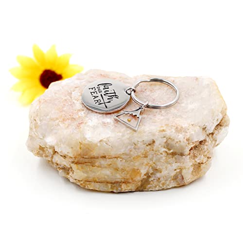Uloveido Stainless Steel Faith Cross Keychain & Jesus Loves Me Christian Keyring Mustard Seed Charms Religious Jewelry - style: Faith Over Fear-triangle