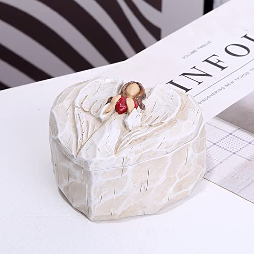 Hodao Angel Jewelry Box, Heart-Shaped Keepsake, Love You Gift for Women - color: Red Heart Angel-love You