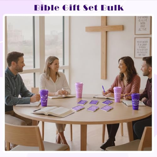 Skylety 12 Set Christian Gifts Bulk Scripture Cup Set, Purple Gradient - color: Purple Gradient