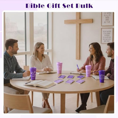 Skylety 12 Set Christian Gifts Bulk Scripture Cup Set, Purple Gradient - color: Purple Gradient