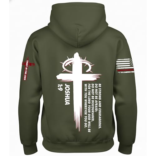 Custom Christian Hoodies for Men Women Faith Cross Jesus Hoodie Bible Religious Gifts Personalized Christmas - color: Military Green, size: Small