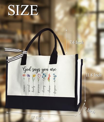 Aesthetic Canvas Tote Bag for Women Girls, Large Tote Bag for Friends Colleagues Leader Manager, 17 x 11.8 x 7 inches - color: God