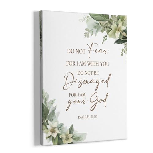 HIWX Christian Botanical Floral Wall Decor, Isaiah 41:10 Bible Verses Botanical Framed Canvas Painting Wall Art Decor, Religious Wall Art Home Decoration for Bedroom Living Room Church Office, 11x14 - color: your god, size: 14"L x 11"W