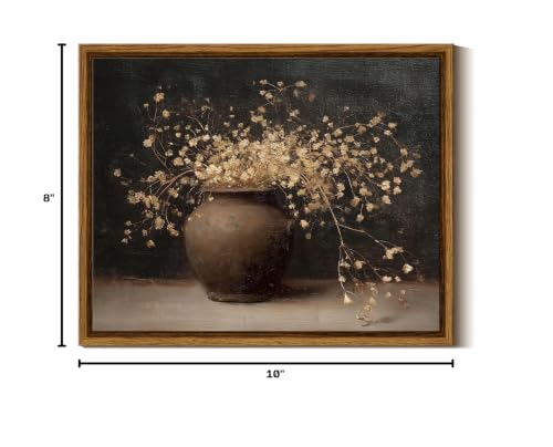 InSimSea Framed Canvas Wall Art, Dark Moody Still Life, 10" L x 8" W - color: Dark Flowers