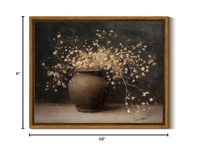 InSimSea Framed Canvas Wall Art, Dark Moody Still Life, 10" L x 8" W - color: Dark Flowers