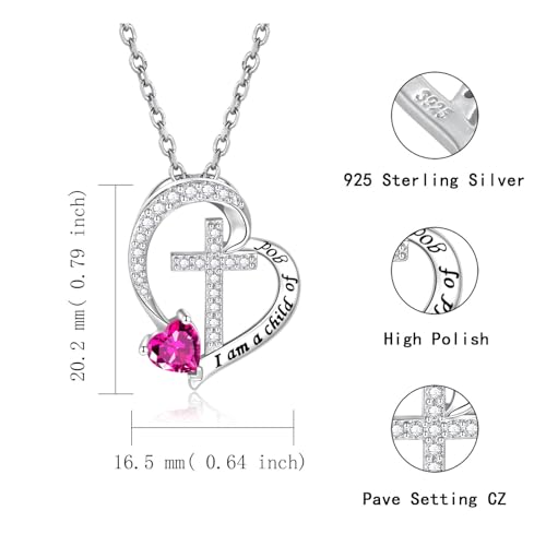 MANBU Sterling Silver Cross I am a Child of God Necklace for Girls - style: 07-July