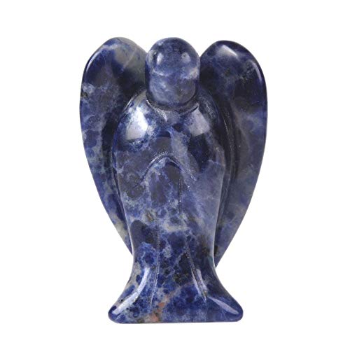 Justinstones Carved Blue Sodalite Gemstone Peace Angel Pocket Guardian AngelHealing Statue 2 inch - color: Blue Sodalite