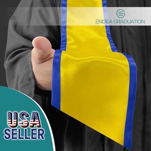 Endea Graduation Plain Honor Stole With Trim Color & Angled End Adult Unisex 72" - color: Gold/Royal Blue