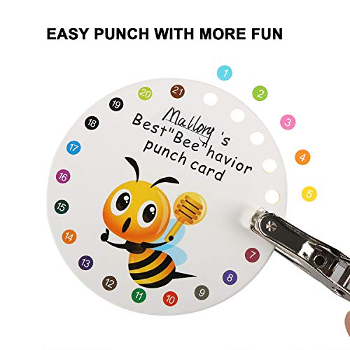 Punch Cards 100 Pack 3.9" Round Reward Punch Cards for Classroom w/Puncher - size: 3.9 IN Bee