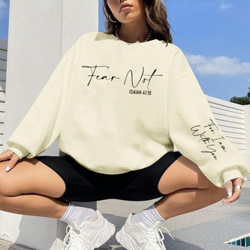 KEEVICI Christian Jesus Faith Sweatshirts for Women Religious Bible Verse God Sweatshirt Graphic Inspirational Cotton Hoodies - color: Apricot, size: XX-Large