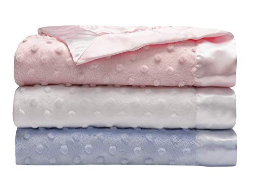 Baby Starters Textured Dot Blanket with Satin Trim, White 30" x 40" - color: White Dot