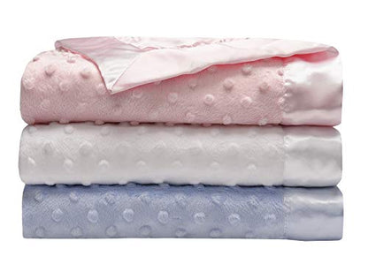 Baby Starters Textured Dot Blanket with Satin Trim, Pink 30" x 40" - color: Pink Dot