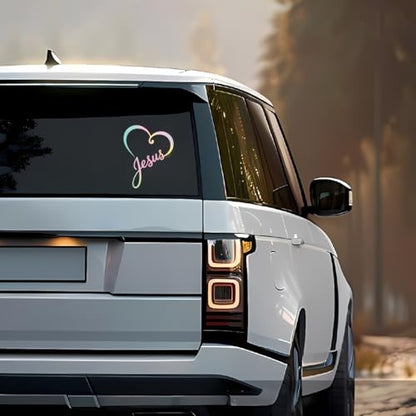 Pastel Jesus Heart Christian Car Sticker, Pink - color: Pastel Jesus Heart Vinyl Decal