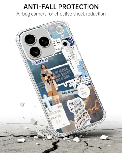 Blue Christian Aesthetic Phone Case Compatible with iPhone 17 Pro, Jesus Lamb God Phone Cover for iPhone 17 Pro - color: Blue Christian