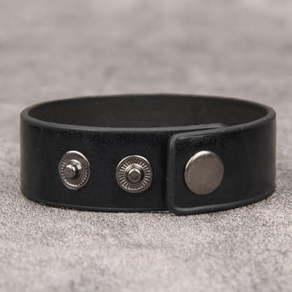 GelConnie Leather Cuff Bracelet Punk Braided Bracelets Rock Leather Wristbands Faux Mens Leather Bracelet Gothic Viking Bangle Adjustable Wrap Bracelet for Women,Men - color: Black Engraved Leather Bracelet