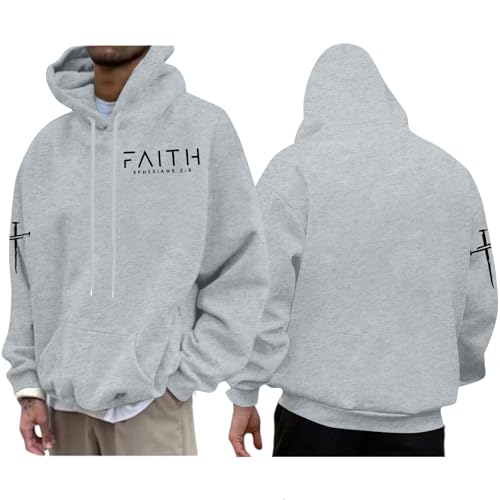 Christian Hoodies for Men Bible Religious Sweatshirts Jesus Hoodie - color: Light Grey02, size: Small
