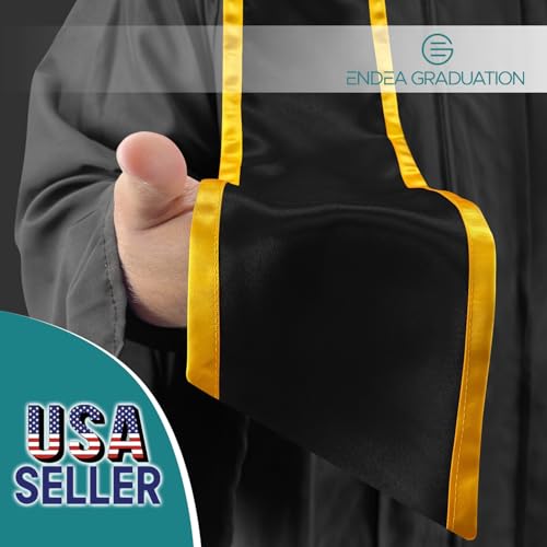 Endea Graduation Plain Honor Stole With Trim Color & Angled End Adult Unisex 72" - color: Black/Gold