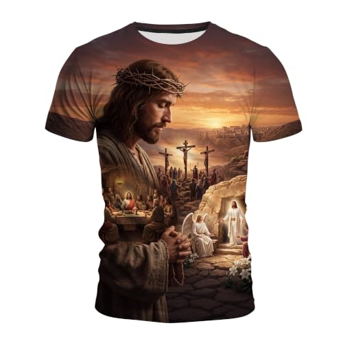 Funny Novelty Party Shirt Graphic 3D T-Shirt Short Sleeve Crewneck Shirts for Men S-4XL - color: God-01, size: Large