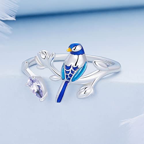 MUNDELL Blue Turtle Koi Fish Adjustable Ring Bird Animal Open Ring Seahorse Chameleon Wrap Finger Rings for Women Statement Ring - color: Indigo Blue