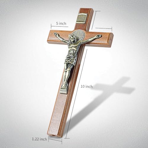 ACHIBANG Standing Crucifix, 10 Inch Wooden Catholic Jesus Wall Cross - size: 10.6"L x 5"W
