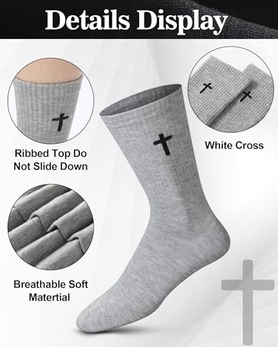 Shihanee 6 Pairs Cross Socks for Men Women - color: Black, White, Light Gray